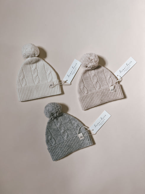 luna-luca-cable-knit-pom-beanie-off-white Luna and Luca Newborn Baby Clothes